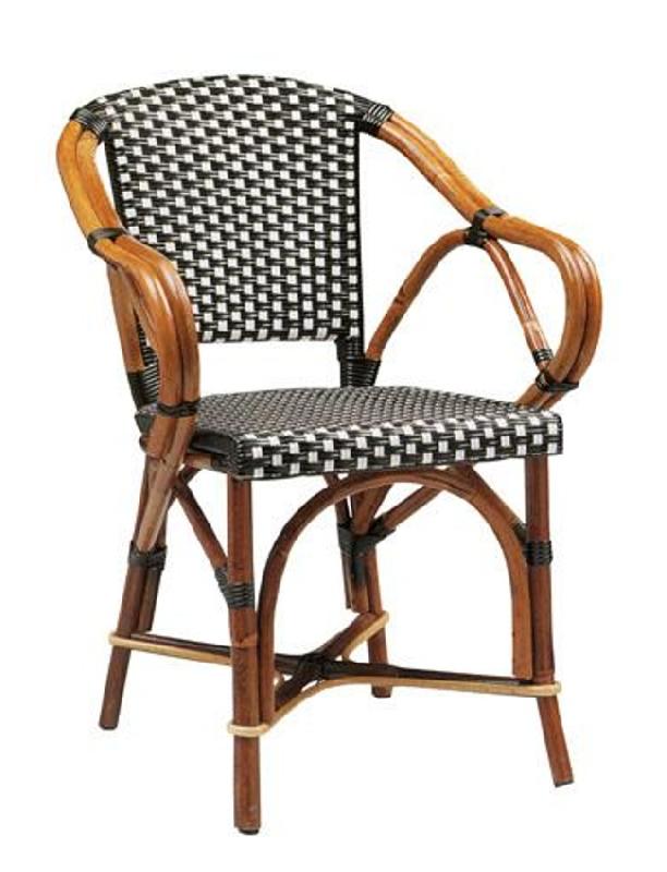 Fauteuil Renoir - Assise et dossier en tressage PVC - Rotin noyer ou naturel_0