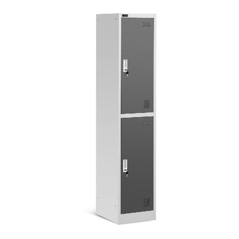 Helloshop26 - Armoire vestiaire 2 compartiments 2 étagères capacité 80 kg gris 14_0000474 - 3000159418982_0
