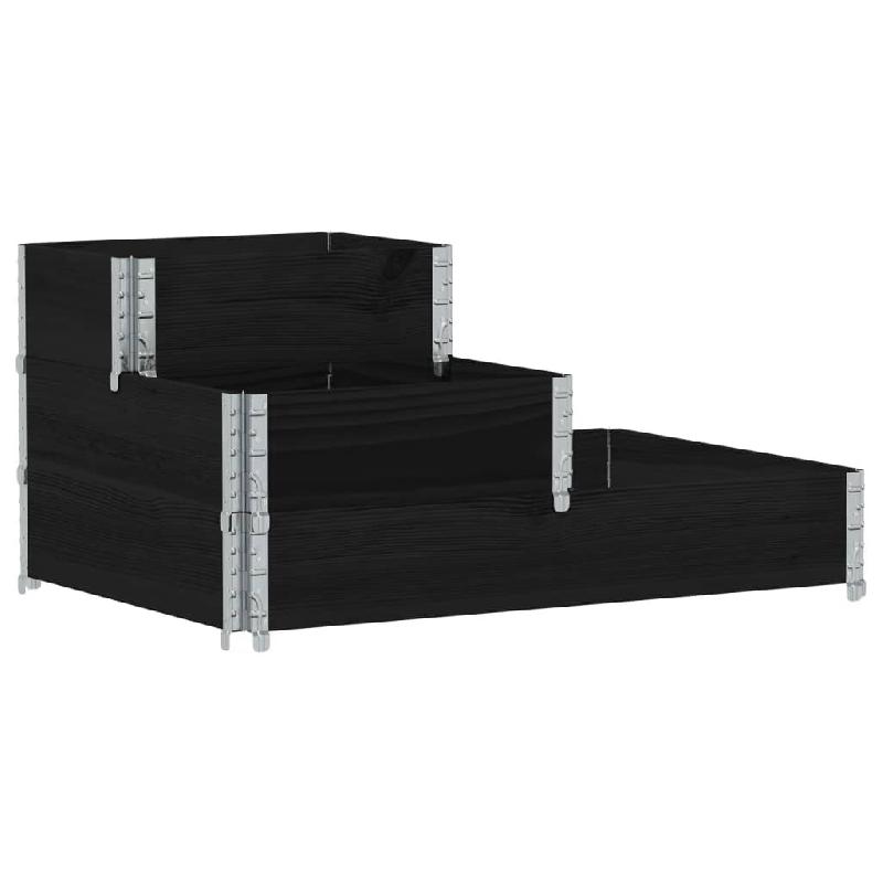 Helloshop26 - Jardinière bac lit surélevé plantes fleurs terrasse jardin à 3 niveaux 120 x 80 cm bois de pin massif noir 02_0039887 - 3000218660406_0
