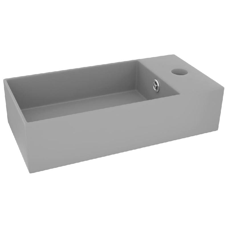 Helloshop26 - Lavabo de salle de bain avec trop-plein céramique 48 x 25 cm gris clair 02_0002735 - gris 3000102341534_0