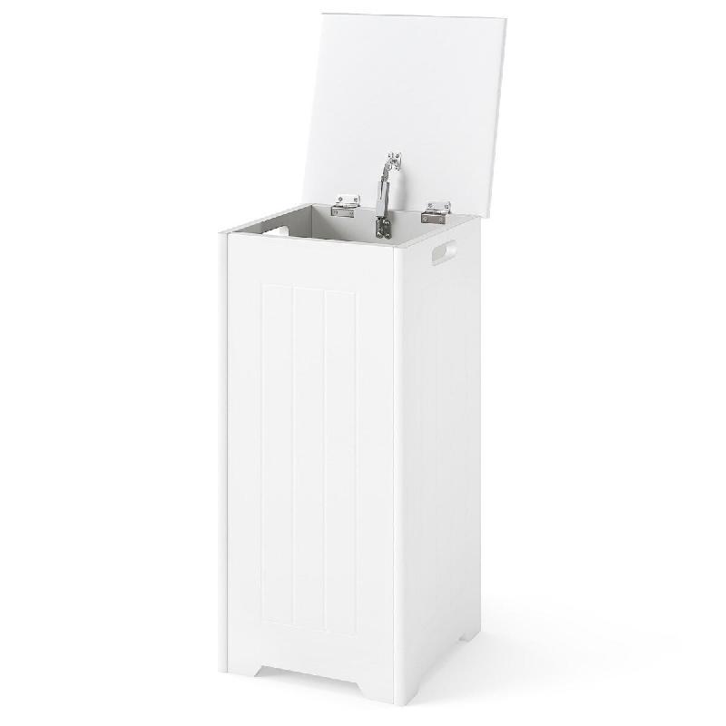 Helloshop26 - Panier à linge 30 x 30 x 61 cm couvercle métallique poignées pratiques style moderne en MDF blanc 20_0012967 - blanc métal 3000227511614_0