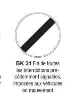 Signalisation de prescription BK31 - Fin de toutes les interdictions pour véhicules en mouvement_0
