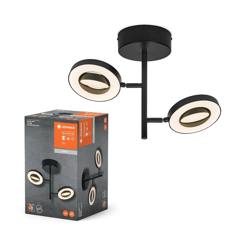 LEDVANCE SPOT POUR PLAFOND LED SATURN, À 2 LAMPES CCT, HAUT, NOIR