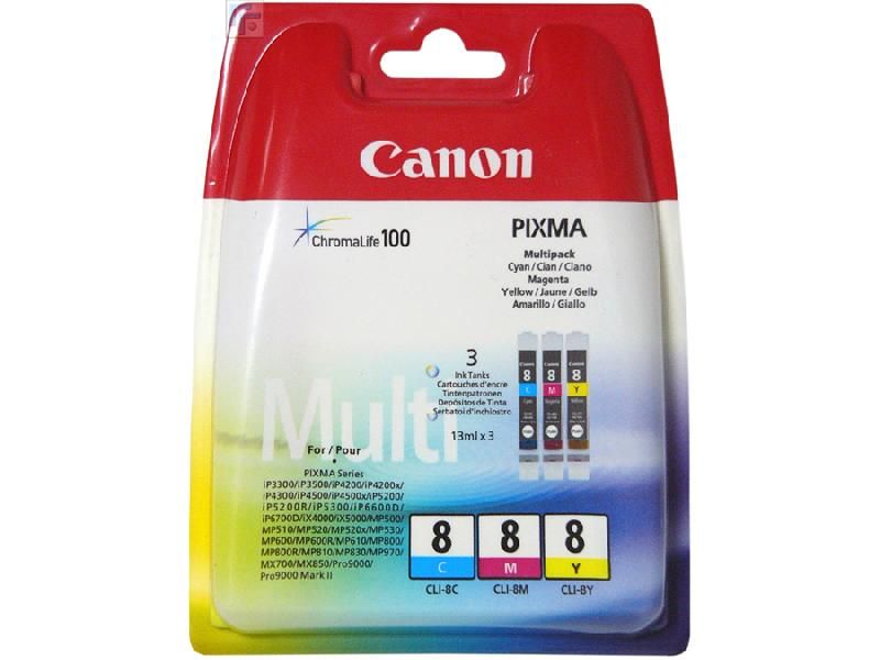 LOT DE 3 CARTOUCHES CANON CLI 8 COULEUR