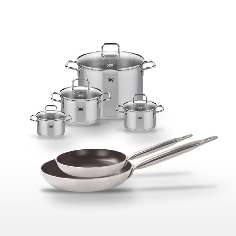 Lot Poêles 24/28 cm et Faitouts 14/16/20/26 cm Elo Bistro Line - gris 3176239968279_0