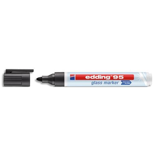 MARQUEUR EDDING E-95 EFFACABLE A SEC POUR TABLEAU EN VERRE - COLORIS NOIR