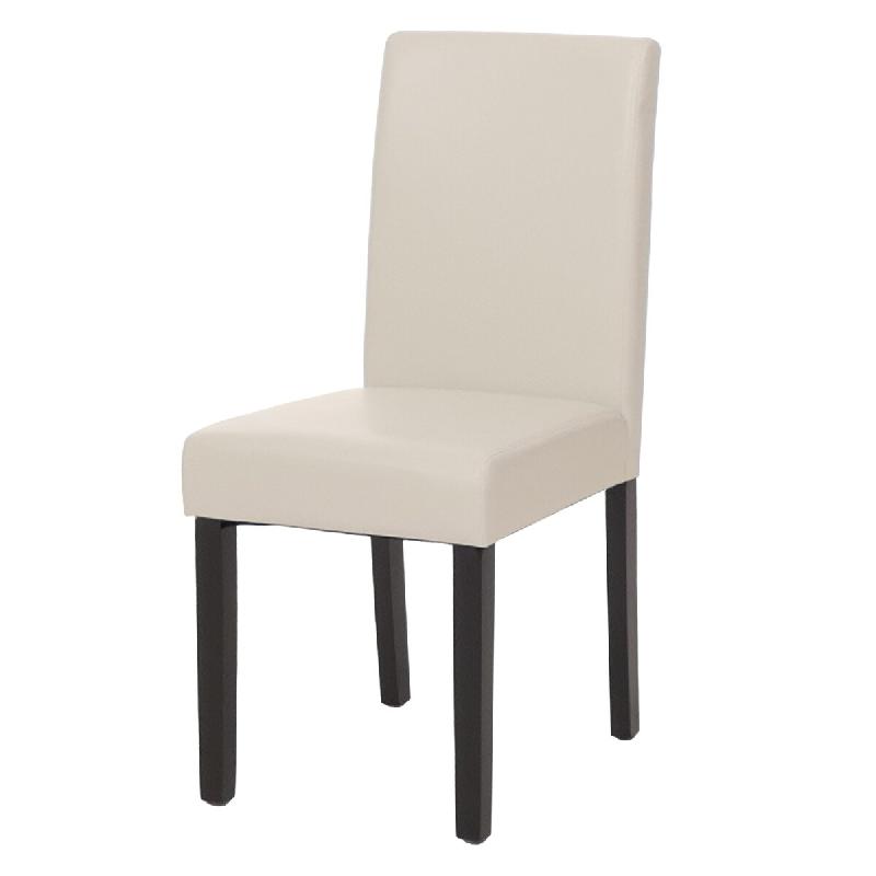 Mendler Chaise de salle à manger Littau, chaise de cuisine, similicuir ~ blanc, pieds foncés - blanc matière synthétique 74391_0