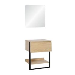MOB-IN Meuble simple vasque décor chêne 60 cm + miroir NINA - 3760232697467_0