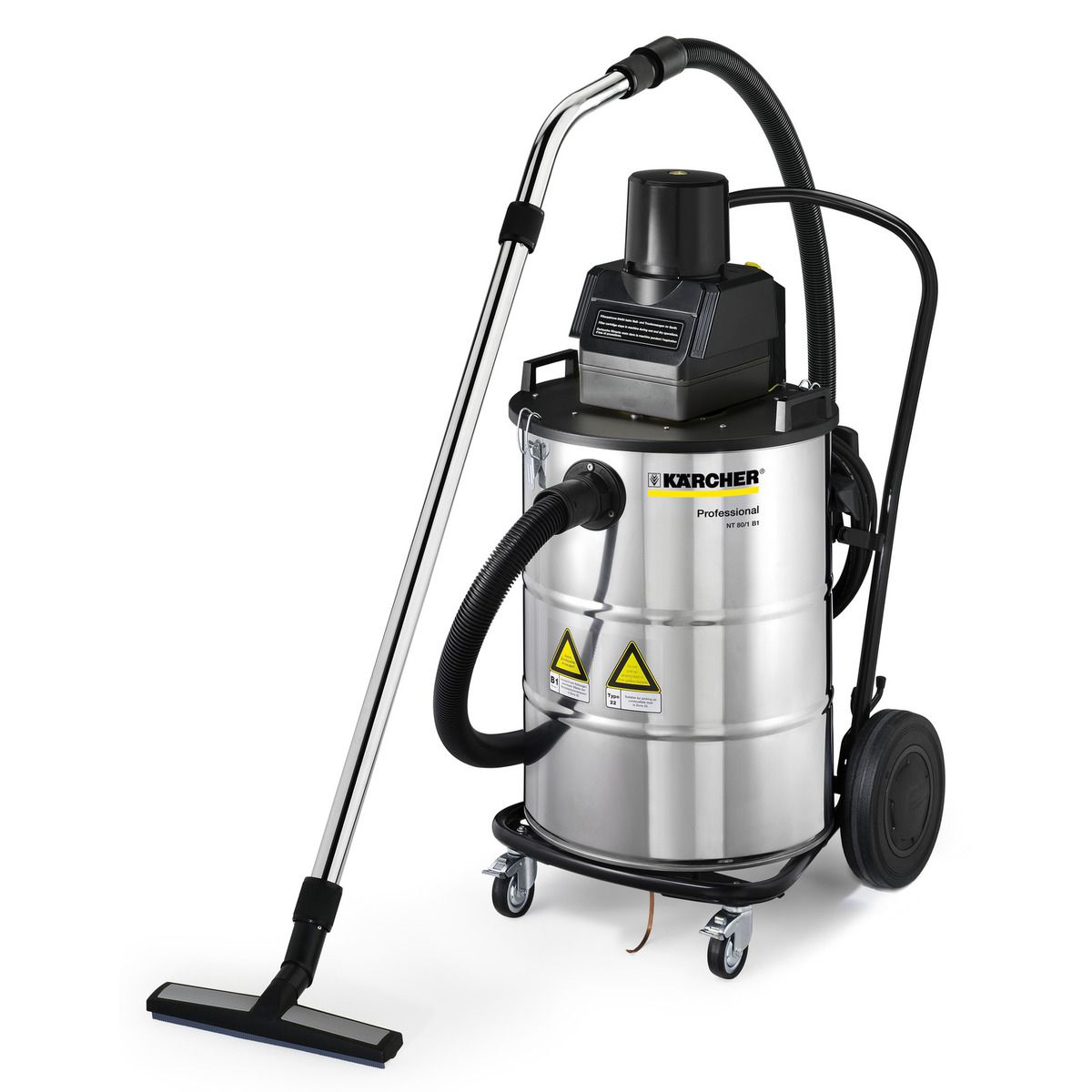 Aspirateur poussière et eau NT 80/1 B1 MS - Kärcher - Classe M - Débit d'air 56 l/s - Cuve 80L - Acier inox_0