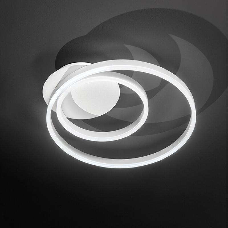 Plafonnier LED 42 W 3360 lm en métal blanc, design moderne avec diffuseur satiné et température de couleur réglable (3000 K - 6000 K) - Perenz - b_0