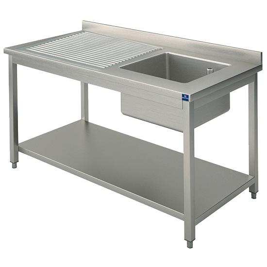 Plonge inox 1 bac à gauche avec égouttoir à gauche et étagère 1400x... - PSLG1GS1456_0