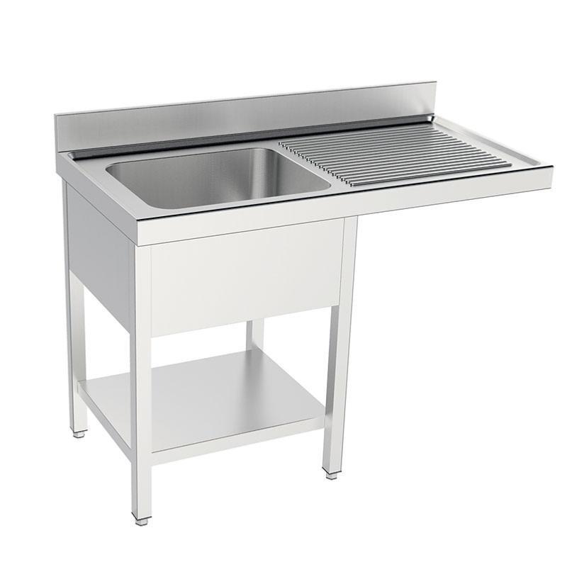 Plonge inox 1 bac avec étagère et passage lave-verres P 550 mm - 1400, à gauche_0