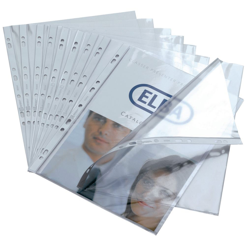 POCHETTE PERFOREE A4 - PVC 8/100E - TRANSPARENTE - PAQUET 100 UNITES