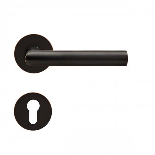 POIGNÉES DE PORTE SUR ROSACES RONDES - SÉRIE EPL 28 RHODOS - NOIR BRONZE - CLÉ I KARCHER DESIGN