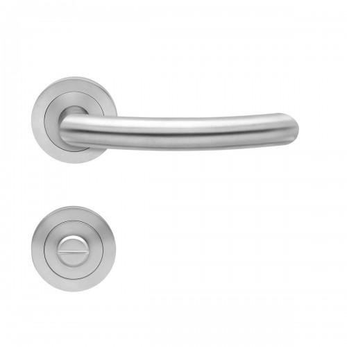 POIGNÉES DE PORTE SUR ROSACES RONDES SÉRIE ER 26 SYLT - INOX SATINÉ -CONDAMNATION KARCHER DESIGN