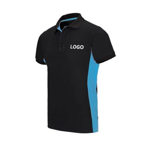 POLO BICOLORE MANCHES COURTES PUBLICITAIRE VELILLA NOIR/BLEU - MARQUAGE BRODERIE