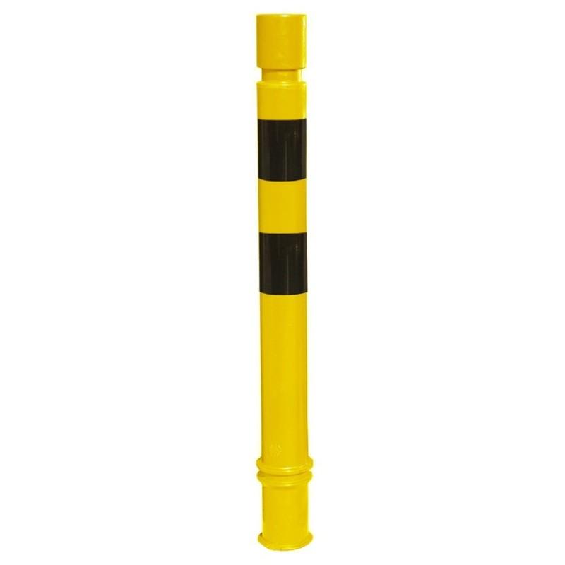 Poteau de protection à mémoire de forme en Polyuréthane tête cylindrique - à sceller - noir/jaune - diamètre 100 mm_0