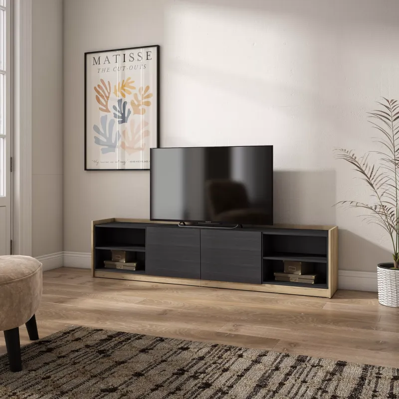 SKRAUT HOME - MEUBLE TV, BANC TéLé, 207X37X50CM, POUR LES TV JUSQU'à 80