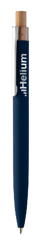 Stylo à bille en aluminium recyclé - finition caoutchoutée - bouton pression bambou - clip chromé - encre bleue_0