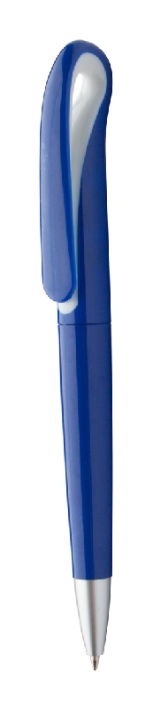 Stylo à bille Trendy en plastique - corps poli coloré et embout argenté - encre bleue_0