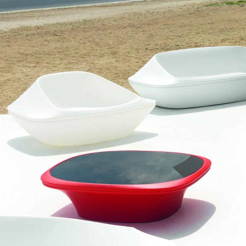 Table basse UFO avec top en verre trempé - VONDOM - finition matte, recyclable et résistante_0