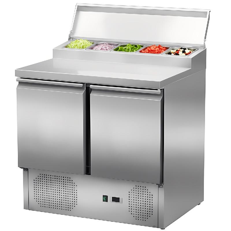 Table de Préparation Réfrigérée Inox 2 Portes 176L 900x700mm. Table Froide Sous-Comptoir pour Bar, Restaurant et CHR. - THPS200_0