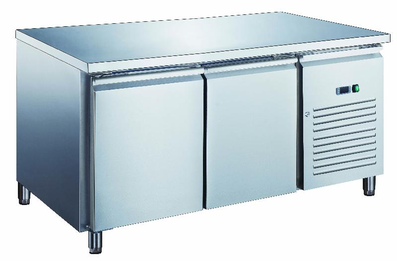 Table réfrigérée sans dosseret inox positive avec évaporateur ventilé 2 portes 390 litres - PA2101X_0