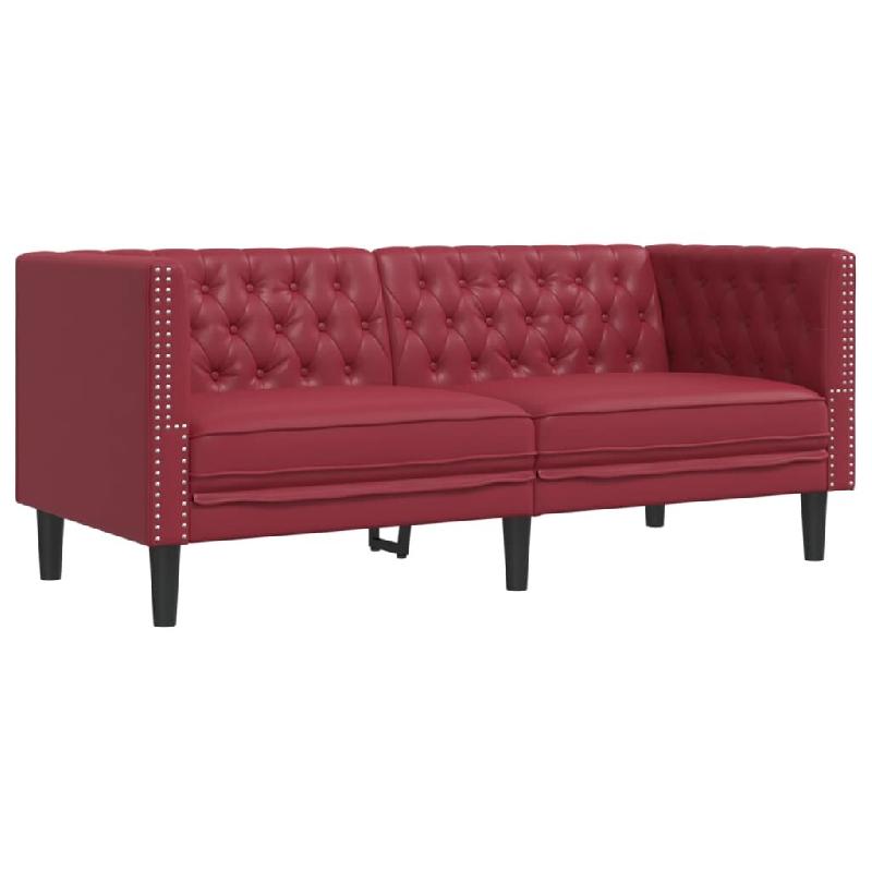 VidaXL Canapé à 2 places Chesterfield rouge bordeaux similicuir Modèle Nervelis - 372663_0