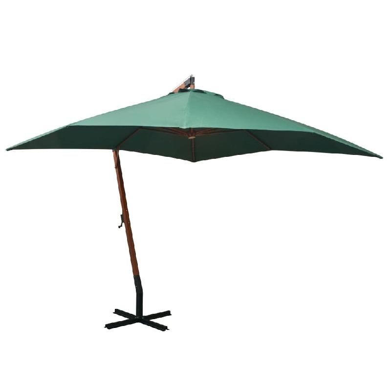 VidaXL Parasol suspendu avec poteau en bois 300x300 cm vert Modèle Atlas Pure Plus - 42967_0
