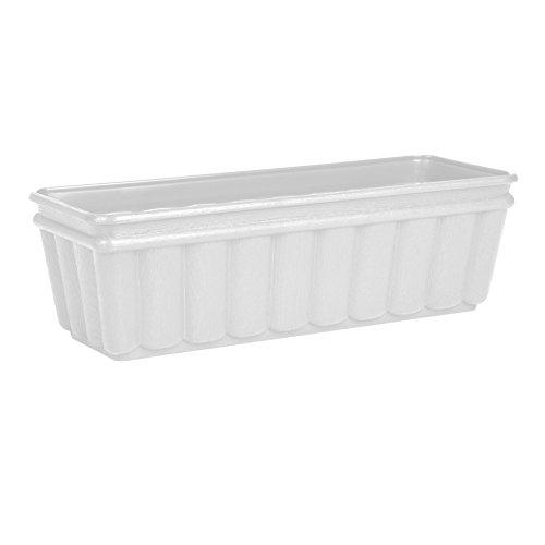 EMSA 959501200 - Jardinière BALCONE blanche 50 cm - Design imitation bois, plastique robuste, résistante UV et gel_0