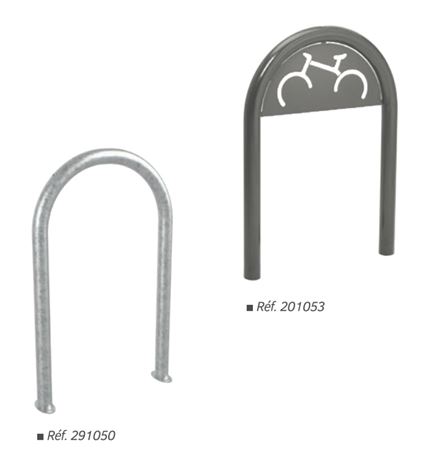 Appui vélos TROMBONE universel - Peu encombrant sur trottoirs - Ø 60 mm - Largeur 625 mm - Hauteur 1000 mm_0
