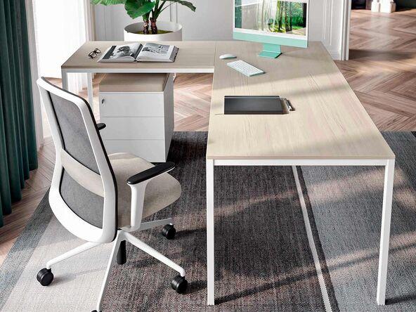 Bureau manager design piètement en métal plateau bois_0