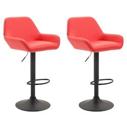 CLP Lot de 2 tabourets de bar Braga en Similicuir Rouge/Noir - rouge polyester 312973_0
