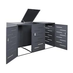 Décoshop26 - Abri de poubelles extérieur conteneurs à ordures avec couvercle jusqu'à 6 bacs 116x212x98 cm en acier anthracite 04_0005618 - 3000620_0