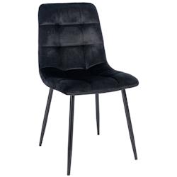 Décoshop26 - Chaise de salle à manger x1 coutures forme carrées en velours noir pieds en métal noir 10_0001957 - noir 3000250763103_0