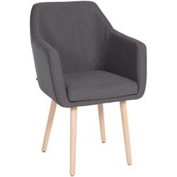 Décoshop26 - Chaise de salon avec accoudoirs quatre pieds résistants en bois clair assise en tissu gris foncé 10_0003485 - gris 3000251605167_0