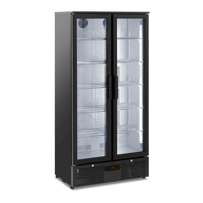 Frigo à boissons - Acier peint par poudrage - 458 litres - Noir - Éclairage LED - Température réglable 2-10°C - Réfrigérant R600a_0