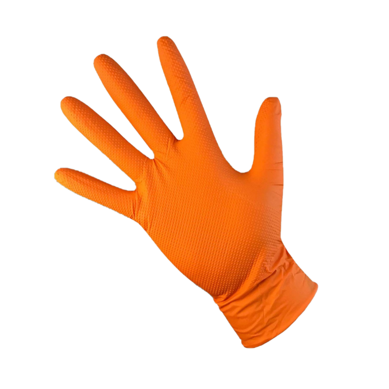 Gants de protection chimique nitrile non poudrés orange texturés diamant - 8,5gr, 240mm, boîte de 50 - Réf : 200001002_0