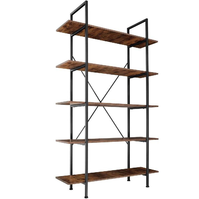 Helloshop26 - Grande étagère bibliothèque au look industriel/ vintage 5 niveaux 179,5 cm marron 08_0000254 - 3000954199789_0
