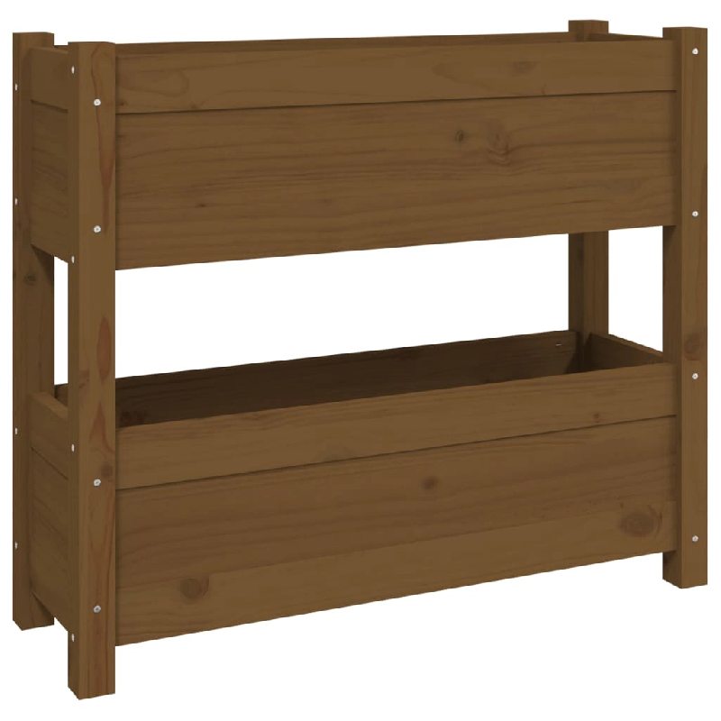 Helloshop26 - Jardinière bac lit surélevé plantes fleurs terrasse jardin 77 x 25 x 66 cm bois massif de pin marron 02_0037852 - 3000217831692_0