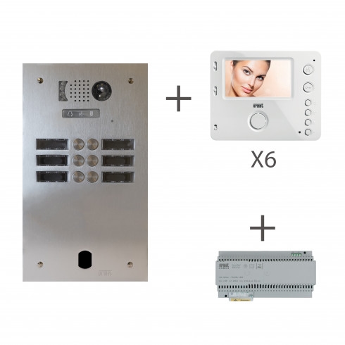 Kit plaque vidéo aluminium 2 rangées Urmet - KV83/206 - moniteur couleur mains-libres avec écran LCD 4,3’’_0