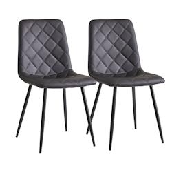 Chaise de restaurant METRO PROFESSIONAL Jara (lot de 2) - acier, simili cuir noir et gris, rembourrée, 4894643241458_0