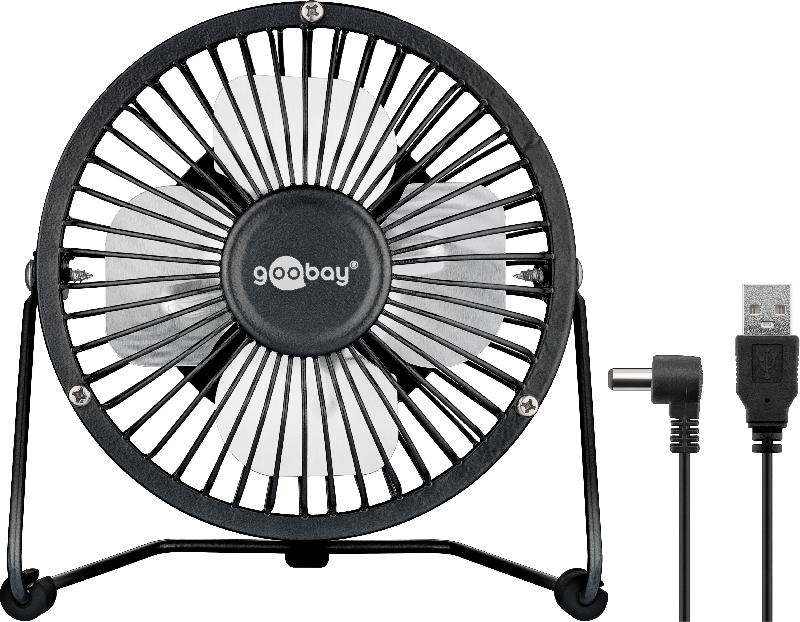 Mini ventilateur de bureau noir - Rechargeable USB 5V - D13cm - Silencieux et orientable_0