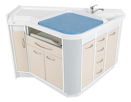 Meuble de change Néolange - avec lave-mains, tapis de grande taille et nombreux rangements_0