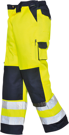 Pantalon réfléchissant HV Lyon jaune marine TX51 - XXL - Ceinture semi-élastiquée, poches multiples et bandes réfléchissantes_0