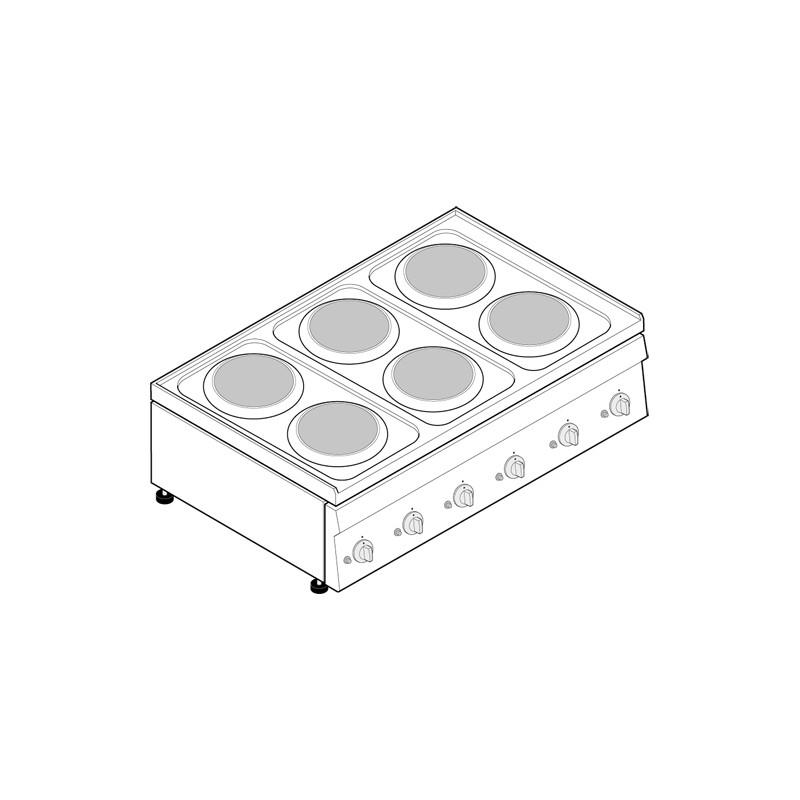 Plaque de cuisson électrique à poser - 6 plaques carrées - Gamme 900 -  PC12E9
