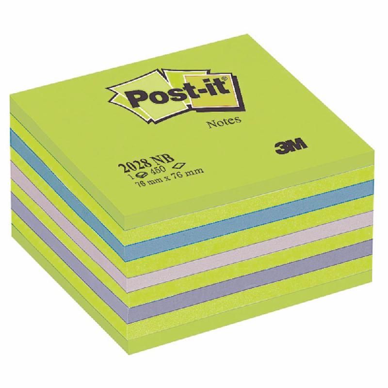 POST-IT® CUBE DE 450 NOTES ADHÉSIVES - 76 X 76 MM - COULEUR : BLEU ET VERT