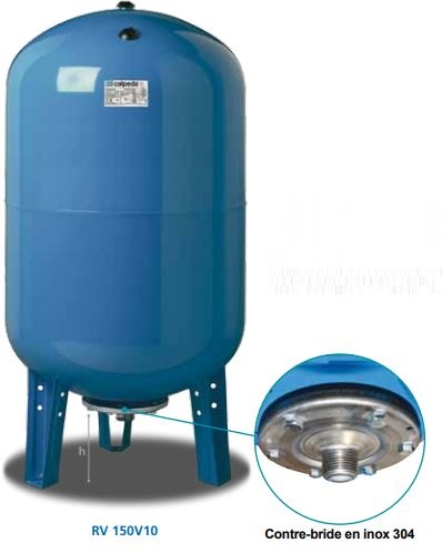 Réservoir à vessie vertical 150 L en acier peint - 10 bars - RV 150V10 - Réf CAFF0900103410DP_0