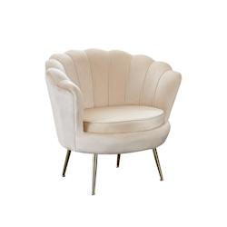 SalesFever Chaise coque | Housse en tissu velours | Cadre en métal doré | L 78 x P 76 x H 78,5 cm | beige - beige polyester 394168_0