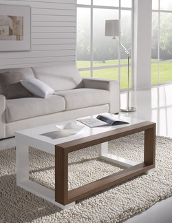 Table basse relevable blanc et noyer ou blanc et cendré contemporaine ananda_0